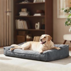 MIXJOY Orthopedic Waterproof Anti-Slip Bottom Dog Sofa Bed with Armrest, Grey, Large Plus