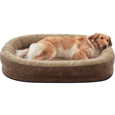 MIXJOY MIXJOY Oval Non-Slip Bottom Washable Cover Memory Foam Bolster Dog Bed, Brown, XX-Large