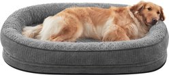 MIXJOY Oval Non-Slip Bottom Washable Cover Memory Foam Bolster Dog Bed, Grey, XX-Large