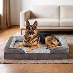 MIXJOY C-Shaped Orthopedic Memory Foam Bolster Dog Bed with Anti-Slip Bottom, Grey, XX-Large slide 1 of 9