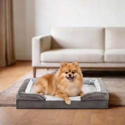 MIXJOY C-Shaped Orthopedic Memory Foam Bolster Dog Bed with Anti-Slip Bottom, Grey, Medium