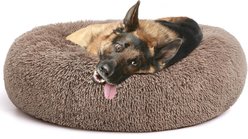 MIXJOY Ultra Soft Machine Washable Bolster Dog & Cat Bed, Brown, Large