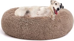 MIXJOY Ultra Soft Machine Washable Bolster Dog & Cat Bed, Brown, Medium