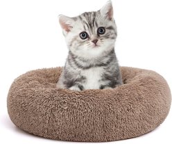 MIXJOY Ultra Soft Machine Washable Bolster Dog & Cat Bed, Brown, X-Small