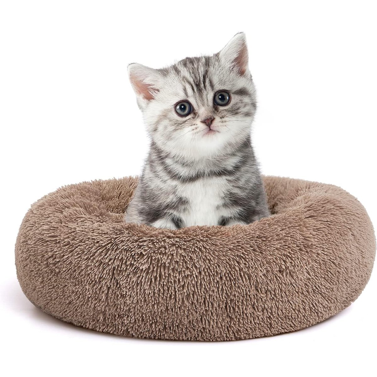 MIXJOY Ultra Soft Machine Washable Bolster Dog & Cat Bed, Brown, X-Small