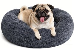 MIXJOY Ultra Soft Machine Washable Bolster Dog & Cat Bed, Dark Grey, Medium