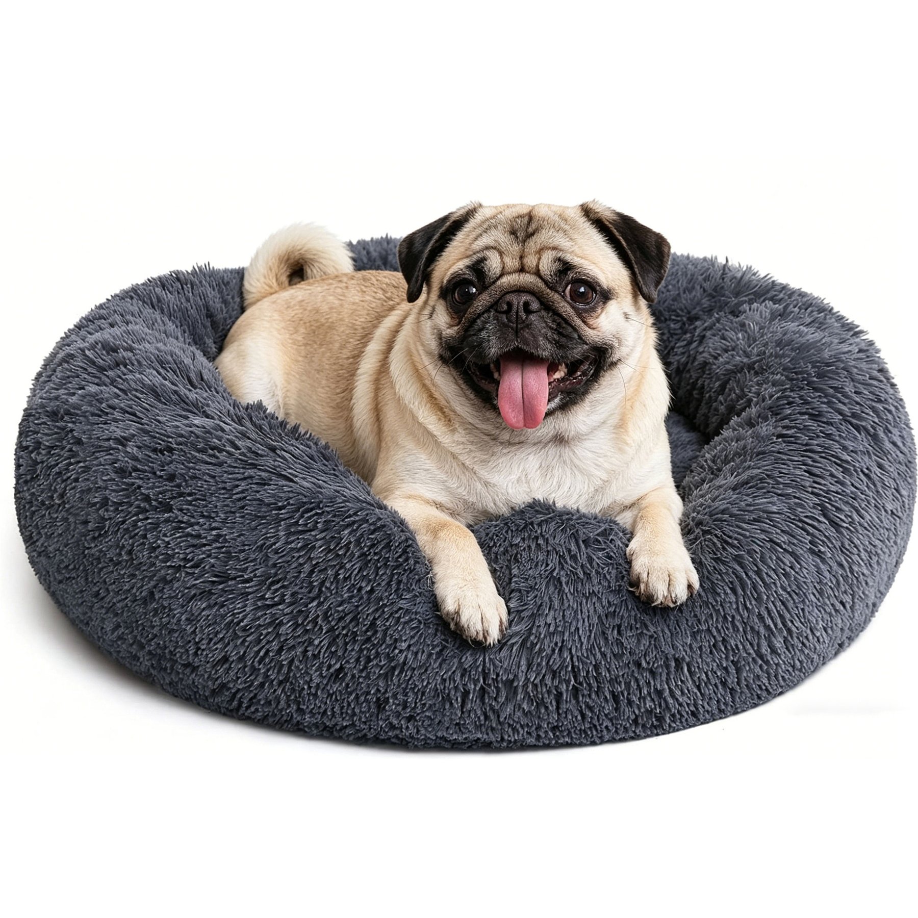 MIXJOY Ultra Soft Machine Washable Bolster Dog & Cat Bed, Dark Grey, Medium