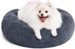MIXJOY Ultra Soft Machine Washable Bolster Dog & Cat Bed, Dark Grey, Small