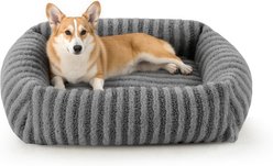MIXJOY Square Raised Waterproof Dog Bed with Removable Cover & Non-Slip Base, Light Gray, Large