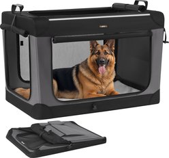 FEANDREA Oxford Fabric 4 Mesh Doors Collapsible Soft-Sided Dog Crate, Ink Black, Large: 42-in