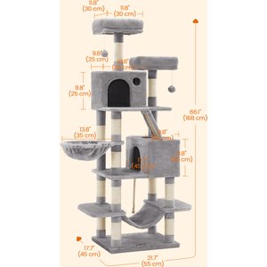 FEANDREA Tall Plush Cat Tree & Condo, 66.1-in, Light Gray