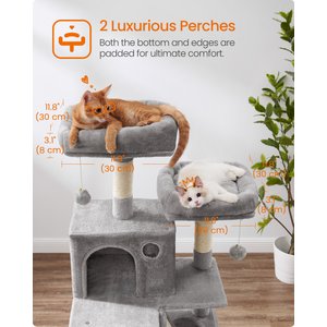 FEANDREA Tall Plush Cat Tree & Condo, 66.1-in, Light Gray