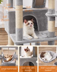 FEANDREA Tall Plush Cat Tree & Condo, 66.1-in, Light Gray slide 2 of 9