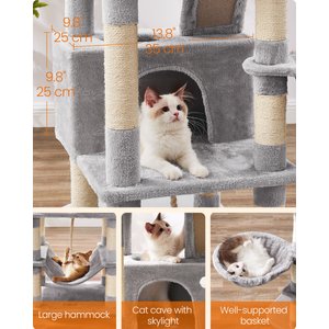 FEANDREA Tall Plush Cat Tree & Condo, 66.1-in, Light Gray