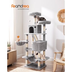 FEANDREA Tall Plush Cat Tree & Condo, 66.1-in, Light Gray