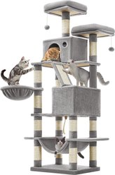 FEANDREA Tall Plush Cat Tree & Condo, 66.1-in, Light Gray