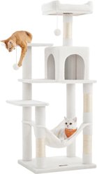 FEANDREA Plush Cat Tree & Condo, 56.3-in, Cream White