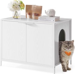FEANDREA Modern End Table Cat Litter Box Enclosure, 28.5-in, Snow White