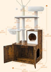 FEANDREA Modern 54.3-in 2-in-1 Plush Cat Tree & Condo with Litter Box Enclosure, Rustic Brown slide 2 of 9