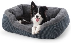 MIXJOY Corduroy Orthopedic Machine Washable Bolster Dog Bed with Anti-Slip Bottom, Dark Grey, Medium