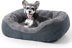 MIXJOY Corduroy Orthopedic Machine Washable Bolster Dog Bed with Anti-Slip Bottom, Dark Grey, Small