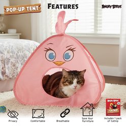 Angry Birds Pop-Up Cozy Enclosed Play & Hideout Tent Tunnel Cat Toy, 19.7 x 19.7 x 17.7-in, Pink slide 2 of 7