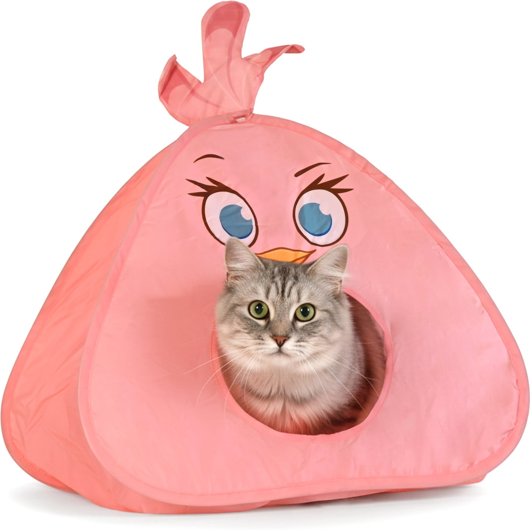 Angry Birds Pop-Up Cozy Enclosed Play & Hideout Tent Tunnel Cat Toy, 19.7 x 19.7 x 17.7-in, Pink