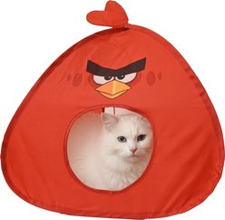 Angry Birds Pop-Up Cozy Enclosed Play & Hideout Tent Tunnel Cat Toy, 19.7 x 19.7 x 17.7-in, Red