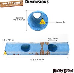 Angry Birds Four Entry Interactive Play Tunnel with Hanging Cat Toy, Multicolor, 45 x 9.5-in slide 2 of 6