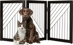 Pet Adobe 3-Panel Foldable Free Standing Wood Dog & Cat Gate, 23.6-in, Black