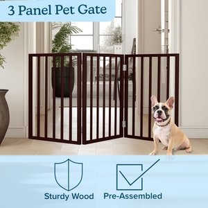 Pet Adobe 3-Panel Indoor Foldable Dog Gate, Brown