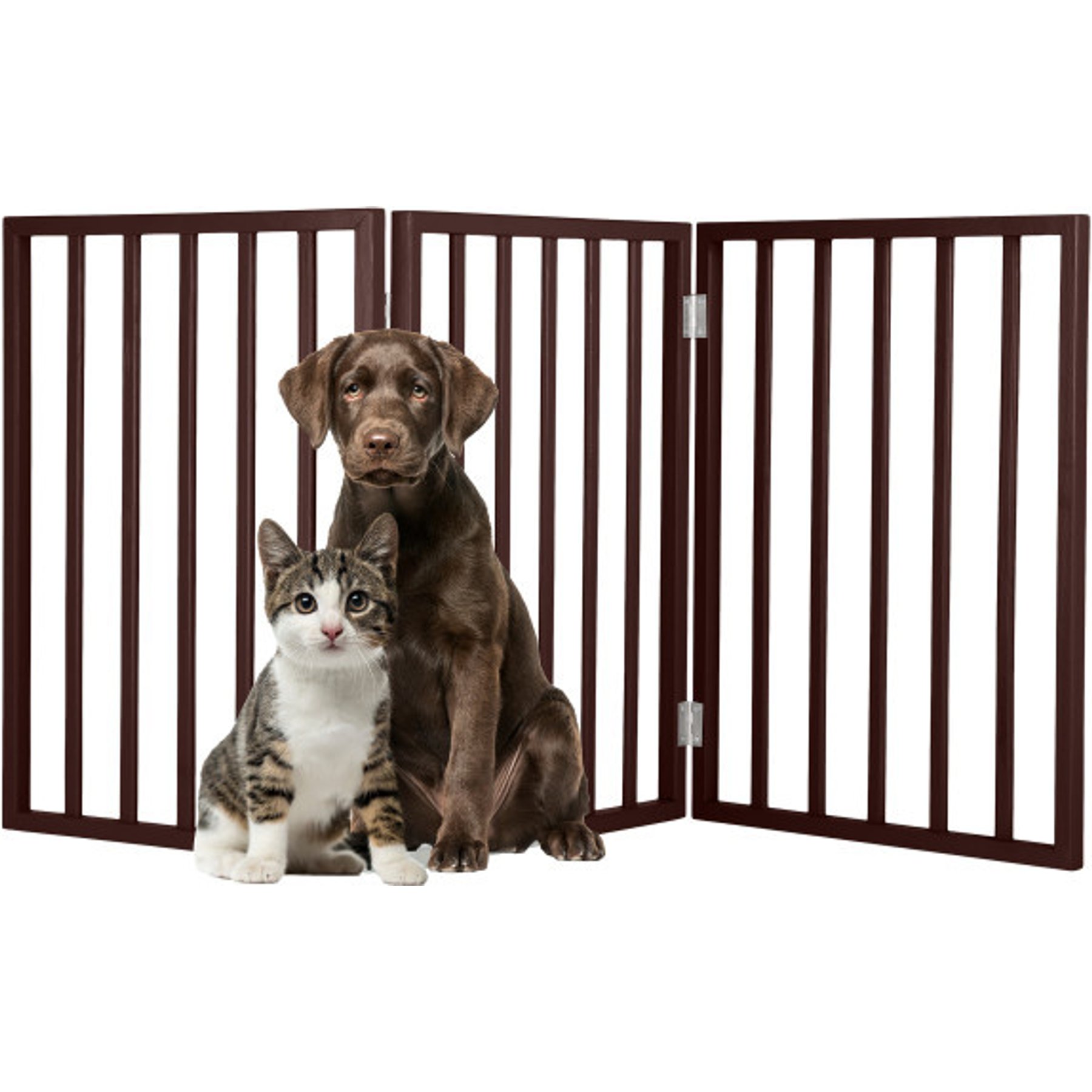 Pet Adobe 3-Panel Indoor Foldable Dog Gate, Brown