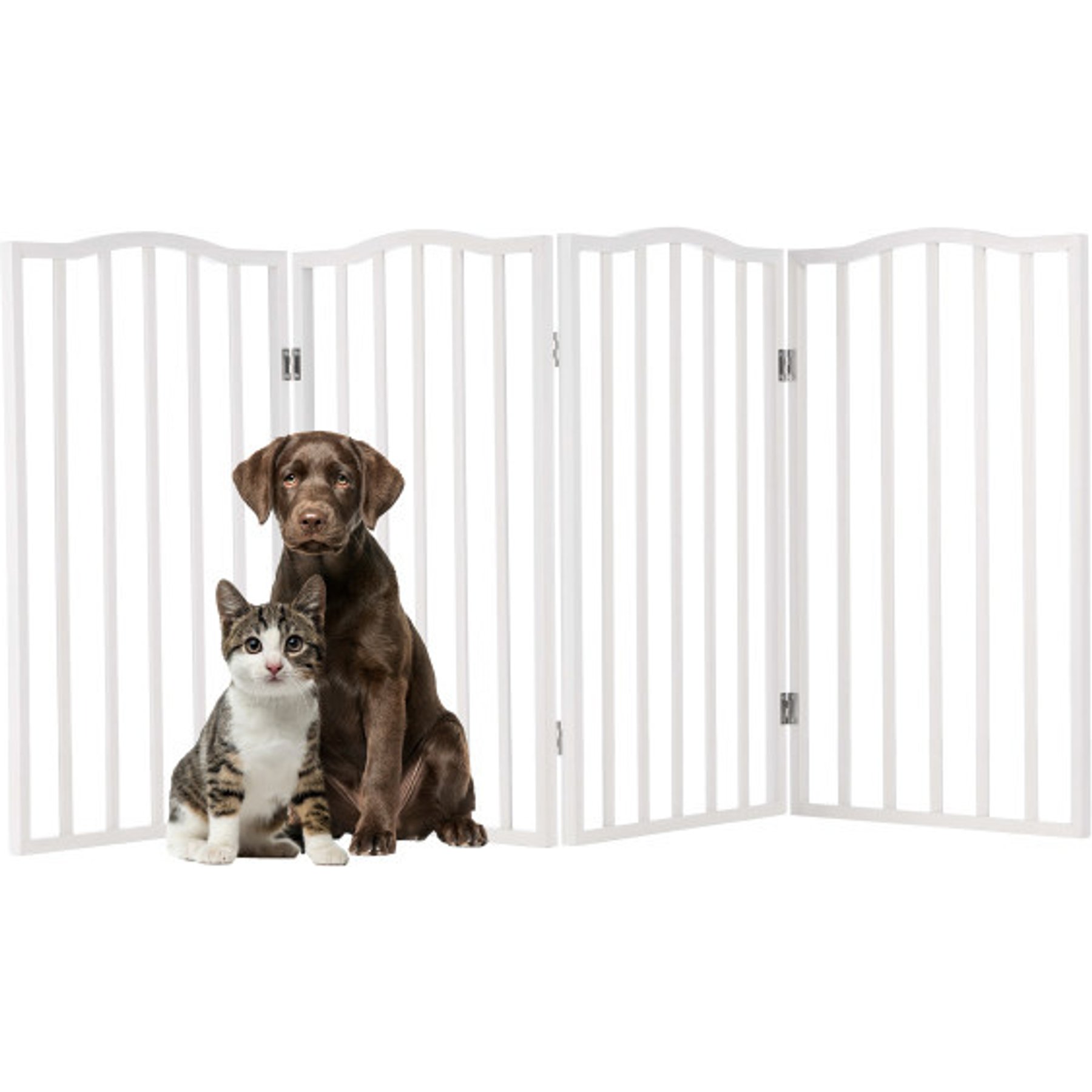 Pet Adobe 4-Panel Indoor Foldable Dog Gate, White, 72 x 32-in