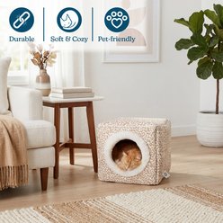Pet Adobe Cozy Cave Covered Dog Bed, Tan Animal Print slide 2 of 7