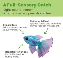 Catstages Beta Bliss Fish Preening Plush Cat Toy with Crinkle & Refillable Catnip, Blue slide 2 of 6