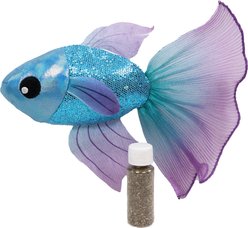 Catstages Beta Bliss Fish Preening Plush Cat Toy with Crinkle & Refillable Catnip, Blue