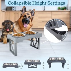 Pet Adobe 2 Pet Bowls with Adjustable Stand Dog & Cat Bowls, Gray slide 2 of 8