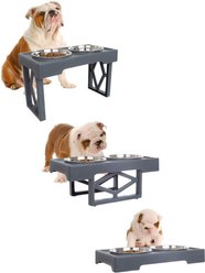 Pet Adobe 2 Pet Bowls with Adjustable Stand Dog & Cat Bowls, Gray
