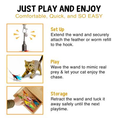 Show full view: Vila Feather Teaser Wand & Fishing Pole Interactive Toy for Indoor Cat & Dog, 11 count slide 4 of 5