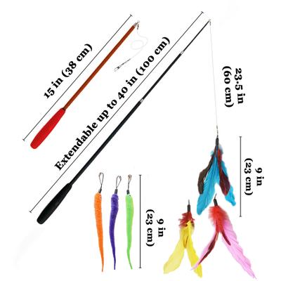 Show full view: Vila Feather Teaser Wand & Fishing Pole Interactive Toy for Indoor Cat & Dog, 11 count slide 5 of 5