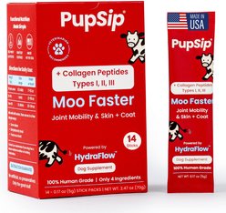 PupSip Collagen Peptides Joint Mobility & Skin + Coat Supplement for Dogs, 14 count