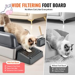 Cesicia Filtering Foot Board 6-in Deep Odor-Free Cat Litter Box, Dark Gray slide 2 of 6