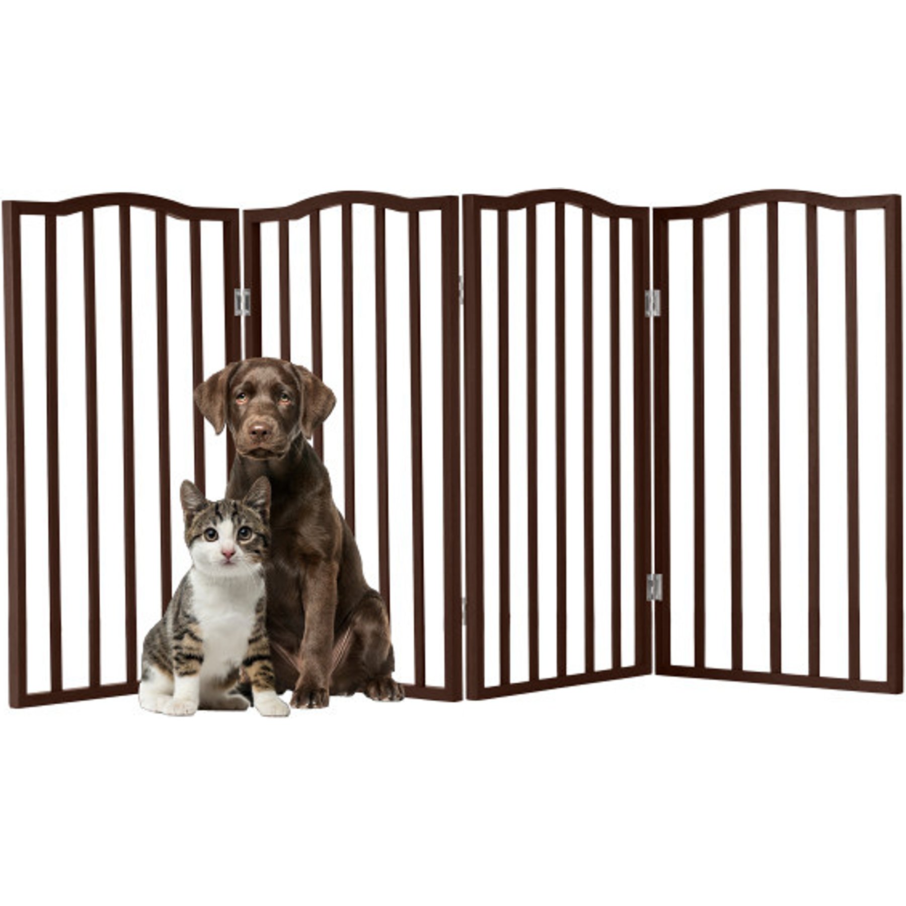 Pet Adobe Freestanding Dog & Cat Gate, Brown, 4 Panel