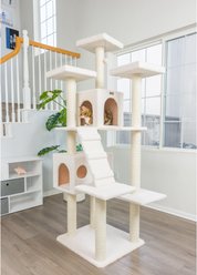 Armarkat 77-in Faux Fleece Cat Tree & Condo, Ivory