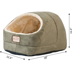 Armarkat Cave Shape Covered Cat & Dog Bed, Laurel Green/Beige