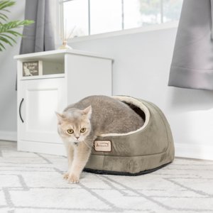 Armarkat Cave Shape Covered Cat & Dog Bed, Laurel Green/Beige