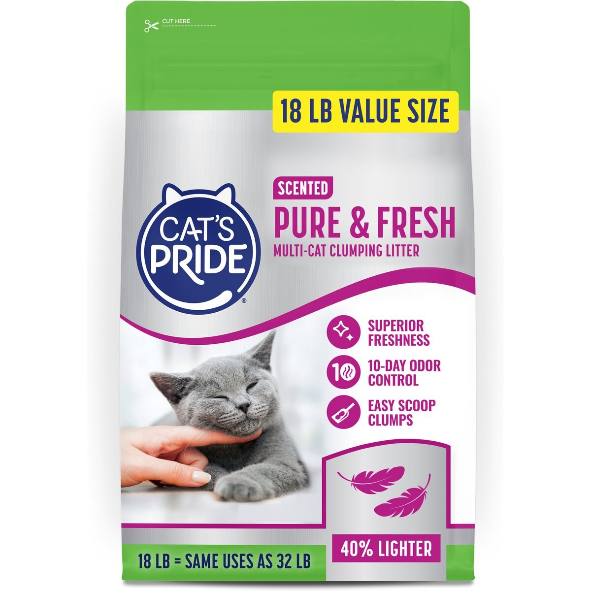 Cat's Pride Pure & Fresh Lightweight Fresh Scent Multi-Cat Clumping Litter, 18-lb bag