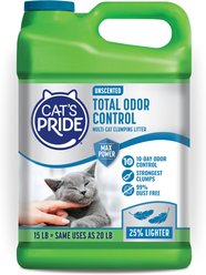 Cat's Pride Max Power Total Odor Control Unscented Clumping Cat Litter, 15-lb jug