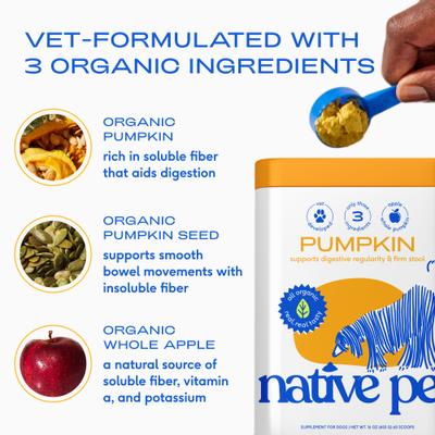 Show full view: Native Pet Organic Pumpkin Fiber Powder Digestive Supplement for Dogs, 8-oz slide 5 of 9