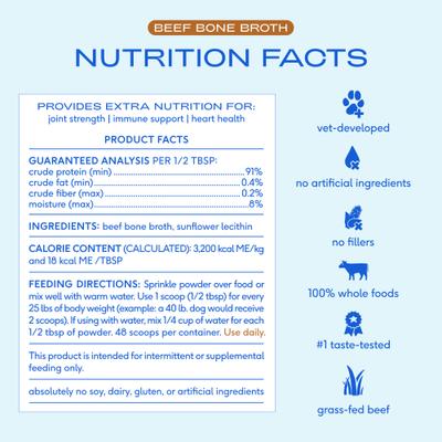 Show full view: Native Pet Beef Bone Broth Powder Grain-Free Dog Food Topper, 4.75-oz slide 8 of 9